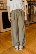 Crinkled Gauze Wide-Leg Pants