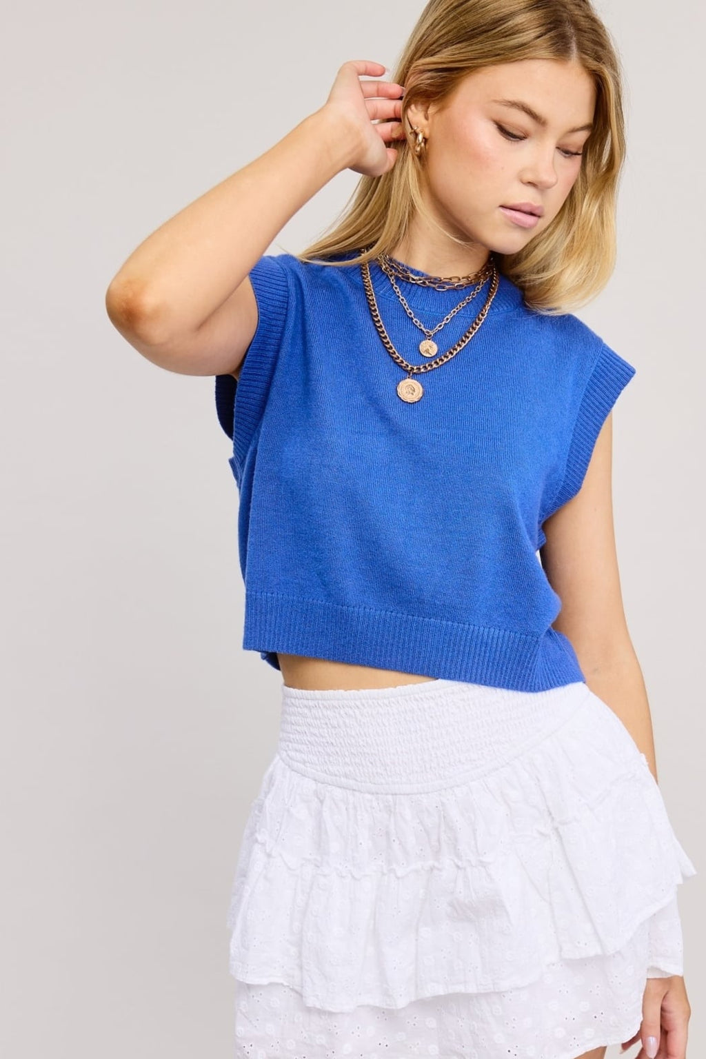 Cropped Knit Sweater Vest