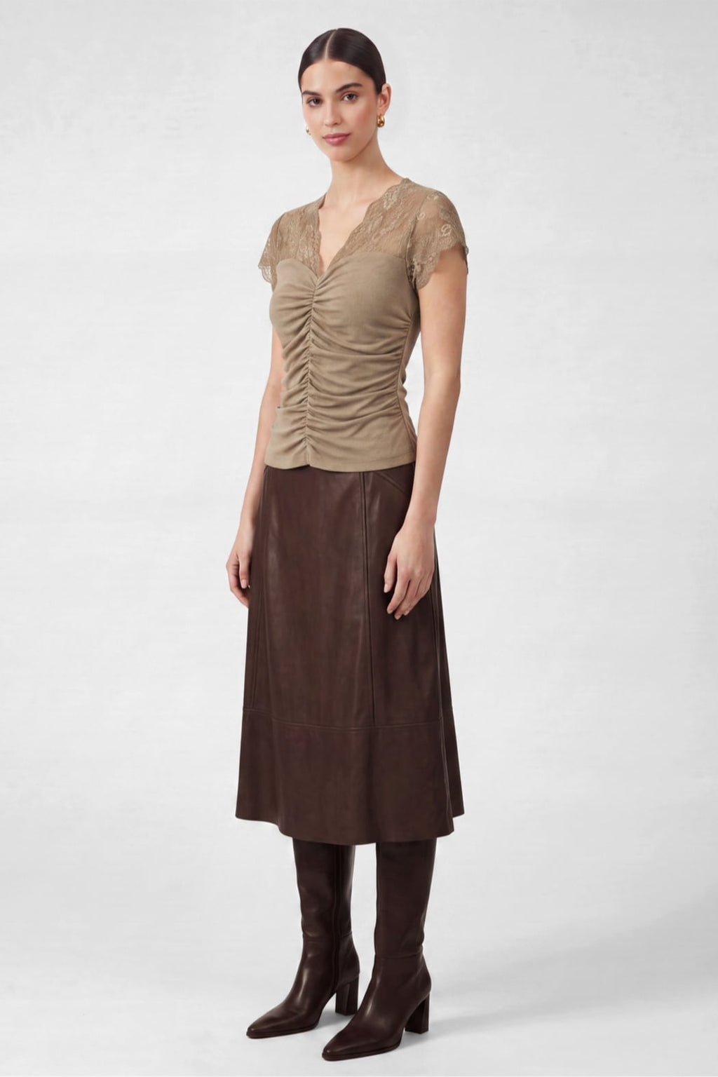 Cyndi Ruched Lace Top