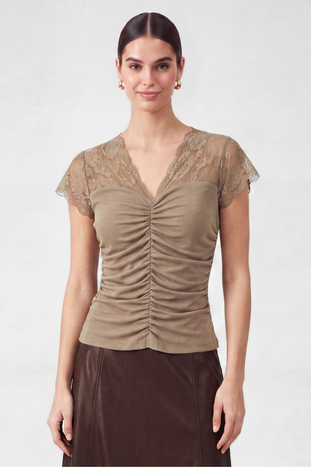 Cyndi Ruched Lace Top