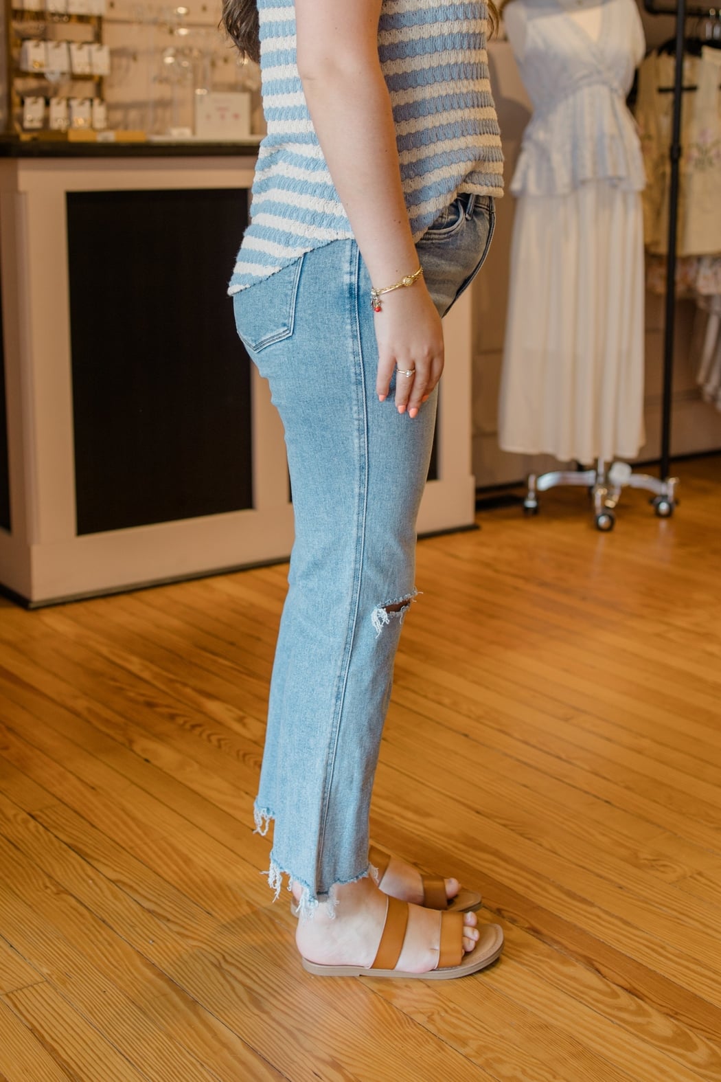 Dani Light High Rise Distressed Straight Jeans