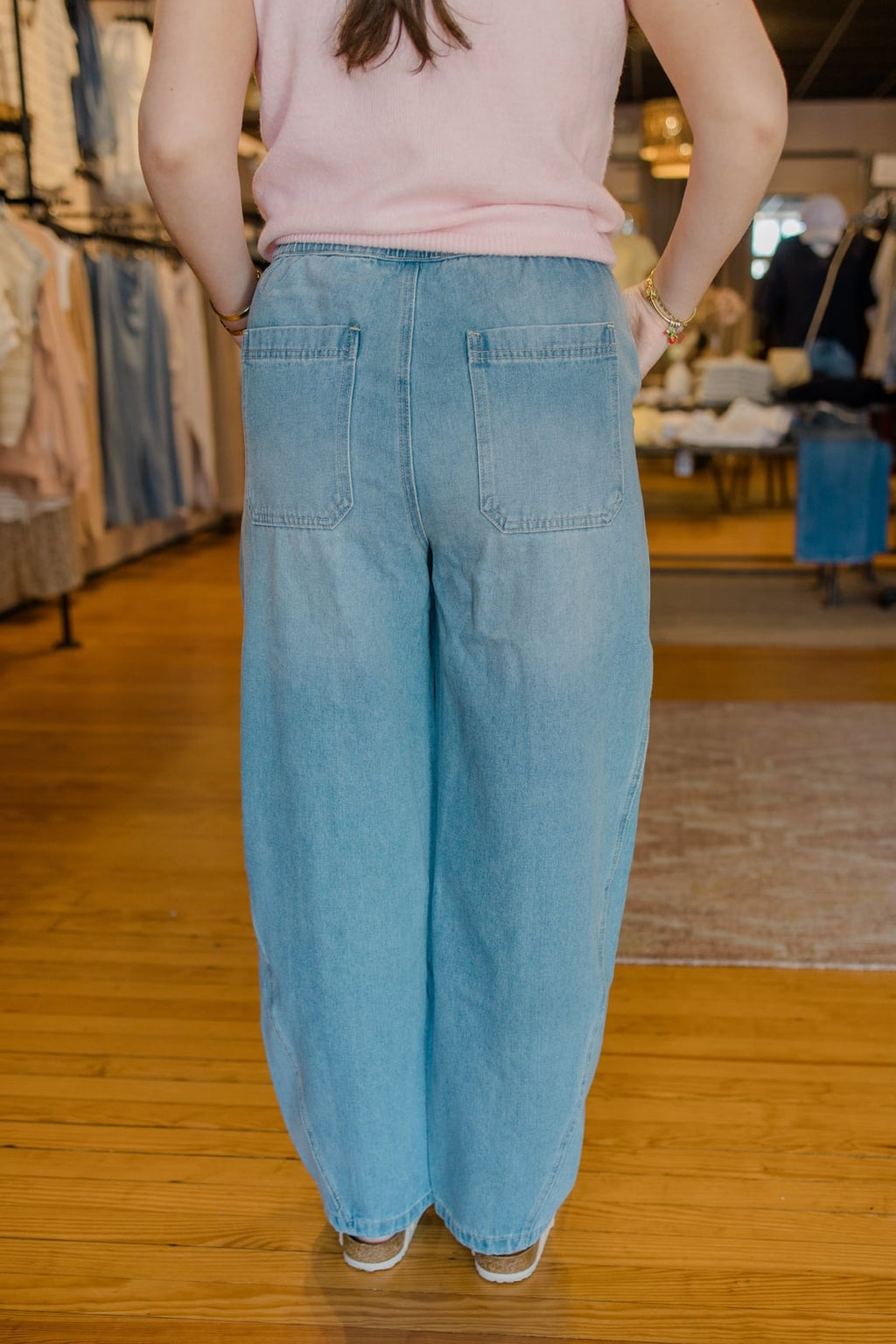 Denim Cargo Drawstring Barrel Jeans
