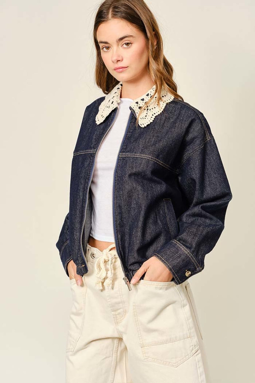 Detachable Collar Denim Jacket