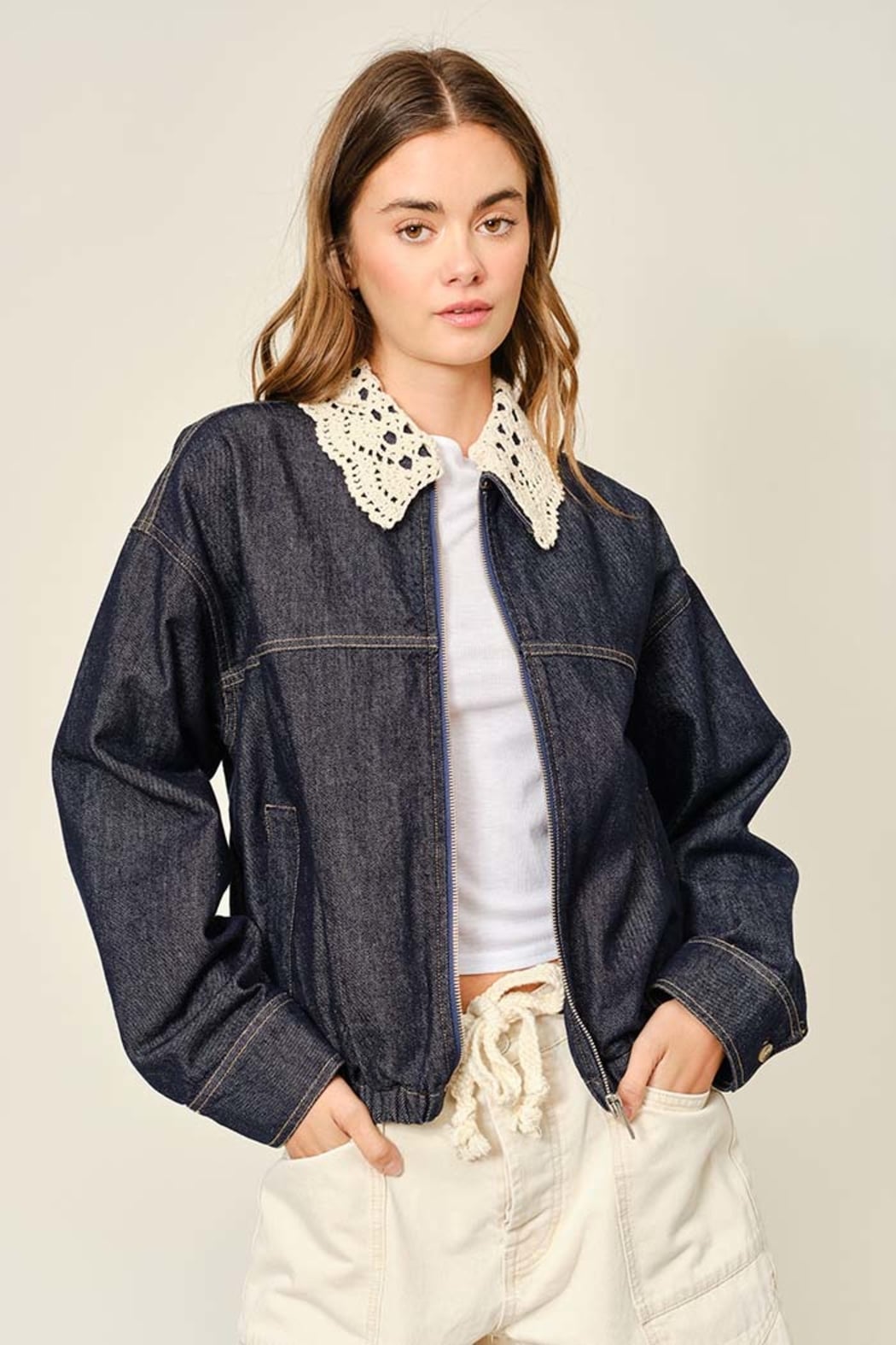 Detachable Collar Denim Jacket