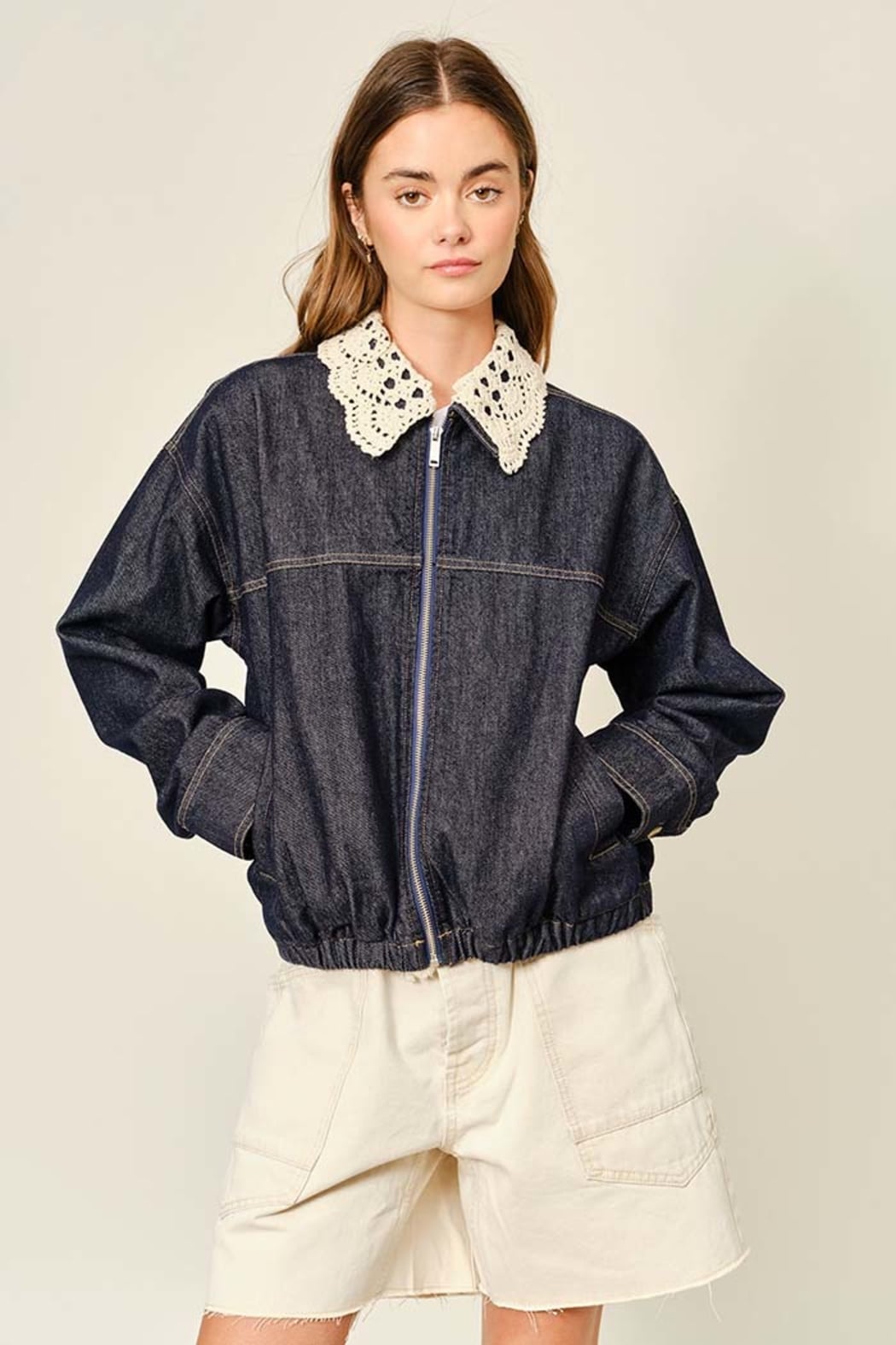 Detachable Collar Denim Jacket