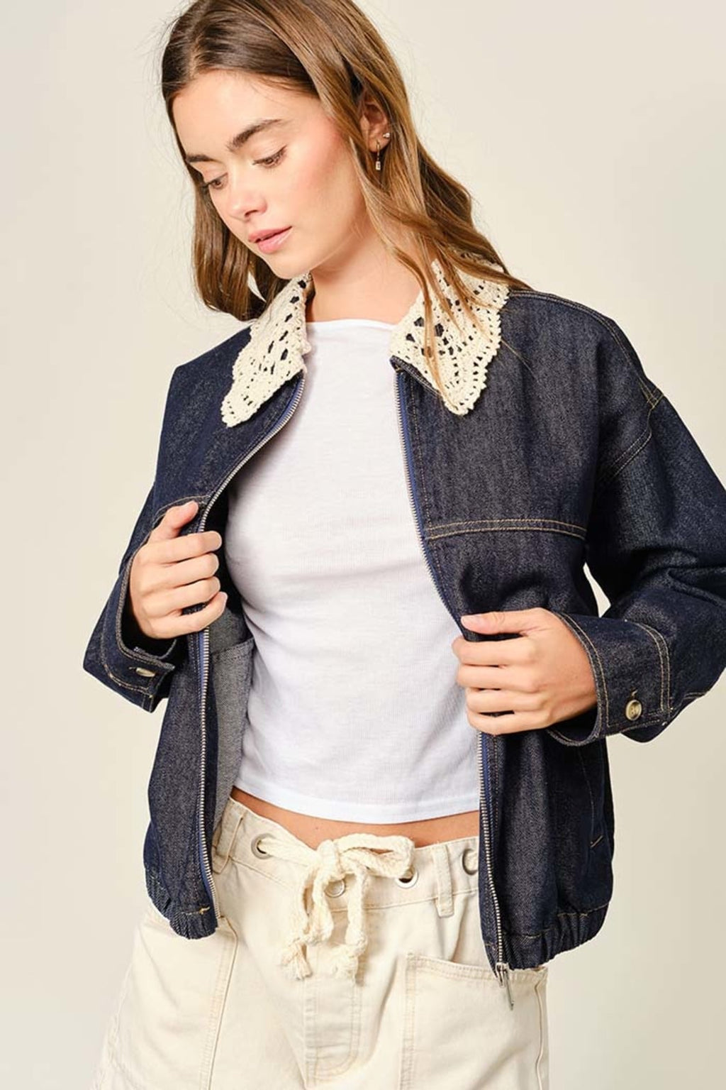 Detachable Collar Denim Jacket