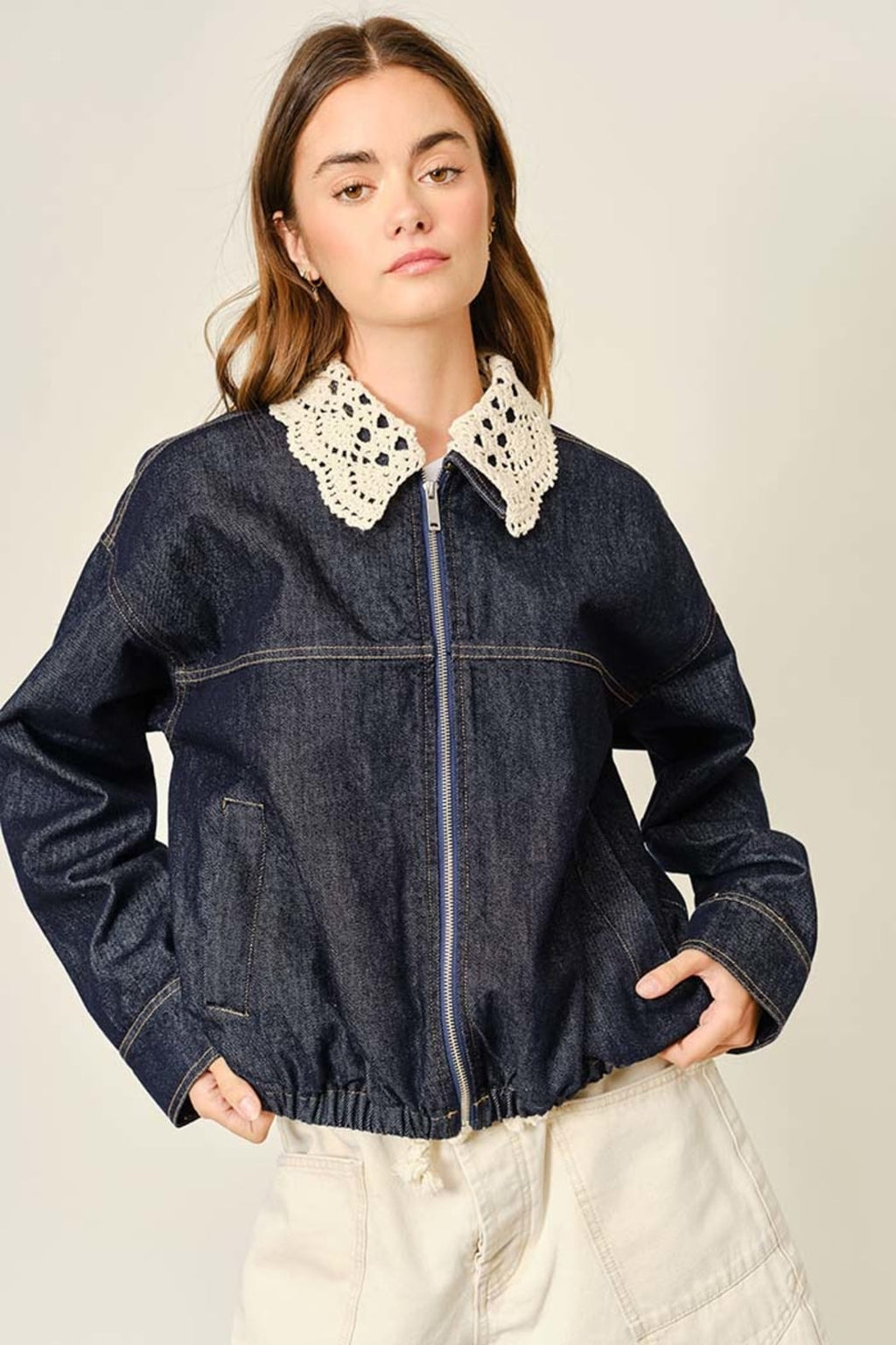 Detachable Collar Denim Jacket