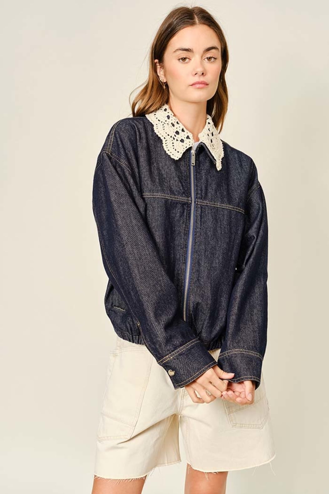 Detachable Collar Denim Jacket