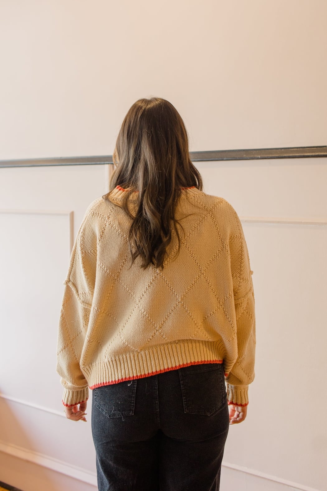 Diamond Knit Pullover Sweater