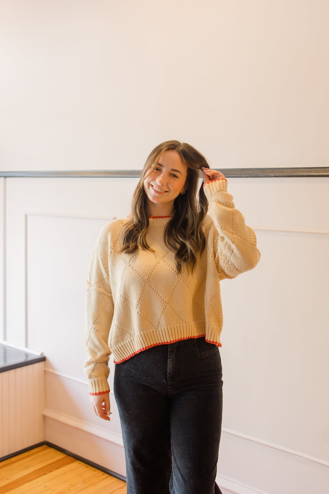 Diamond Knit Pullover Sweater