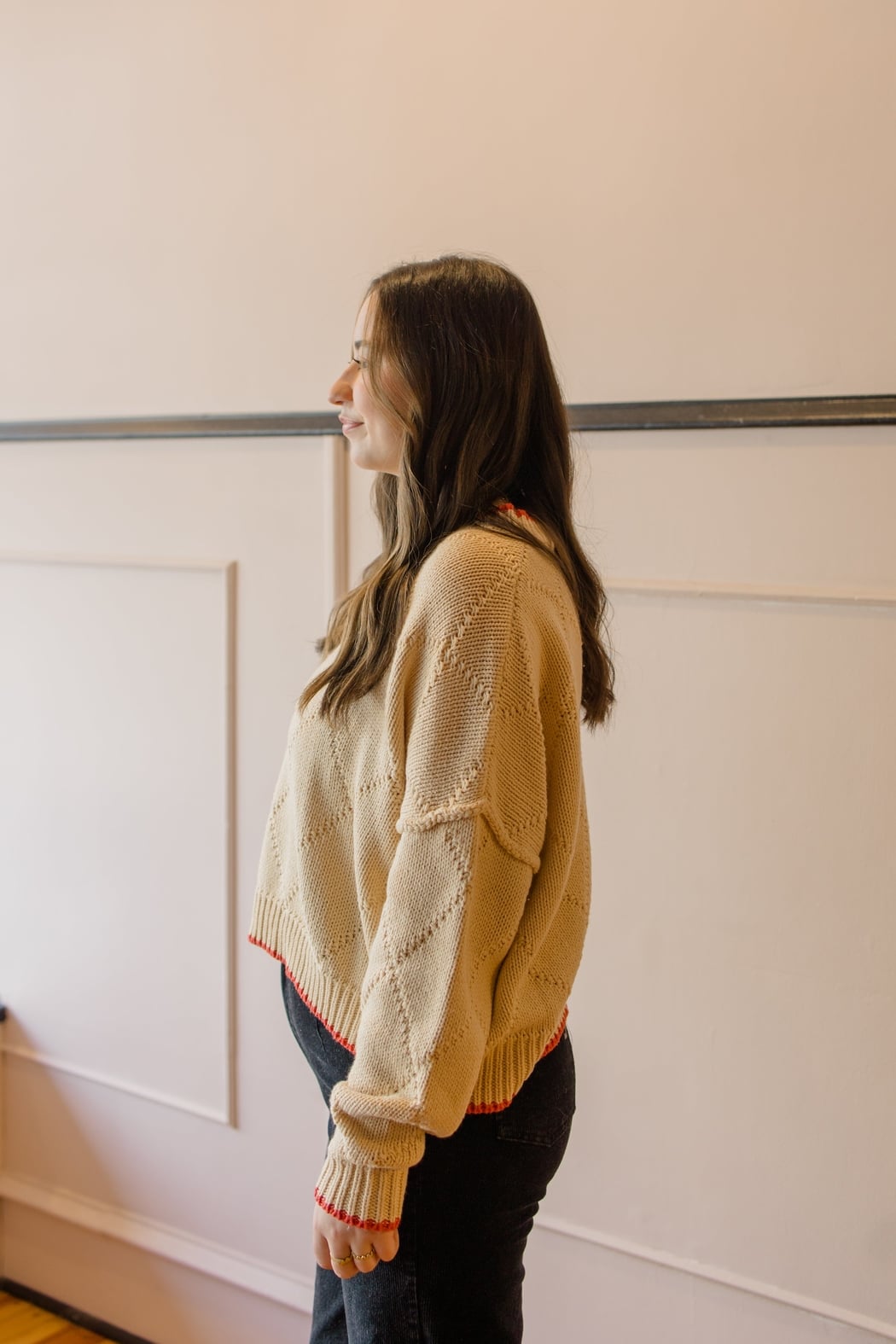 Diamond Knit Pullover Sweater