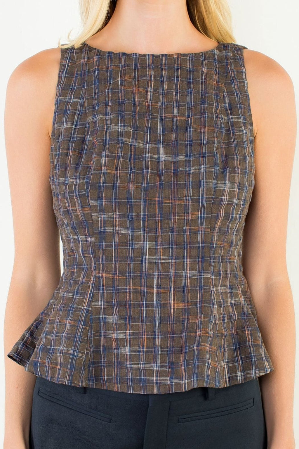 Donna Plaid Peplum Top