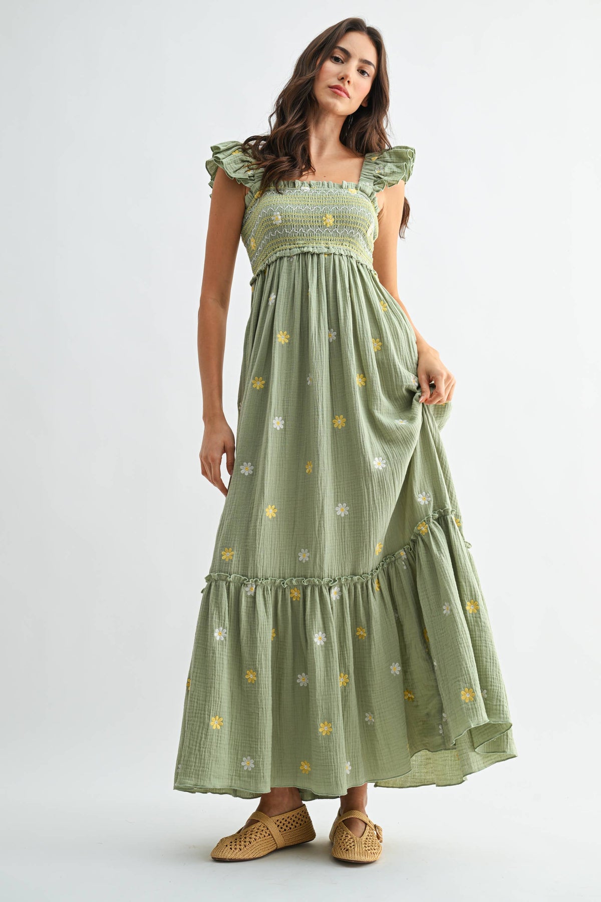 THE MARIBEL EMBROIDERED MIDI DRESS *FS