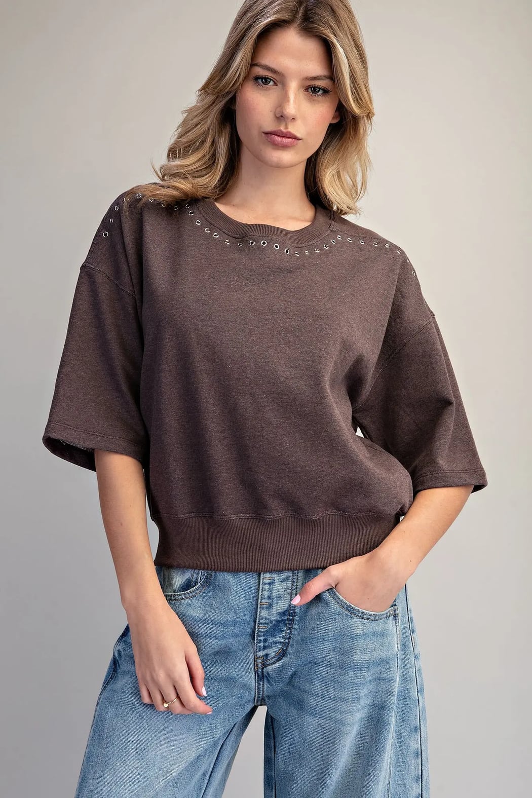 Top, Grommet Sweatshirt