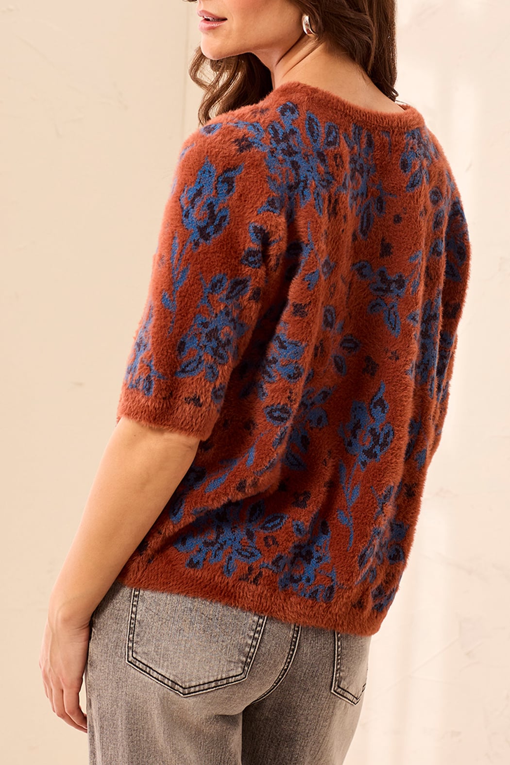Elbow Sleeve Crew Neck Sweater