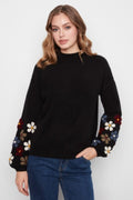 Embroidered Flowers Sleeve Sweater