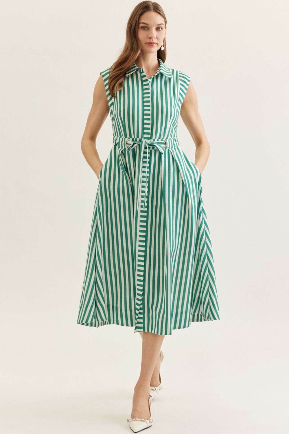 Tristen Striped Midi Dress