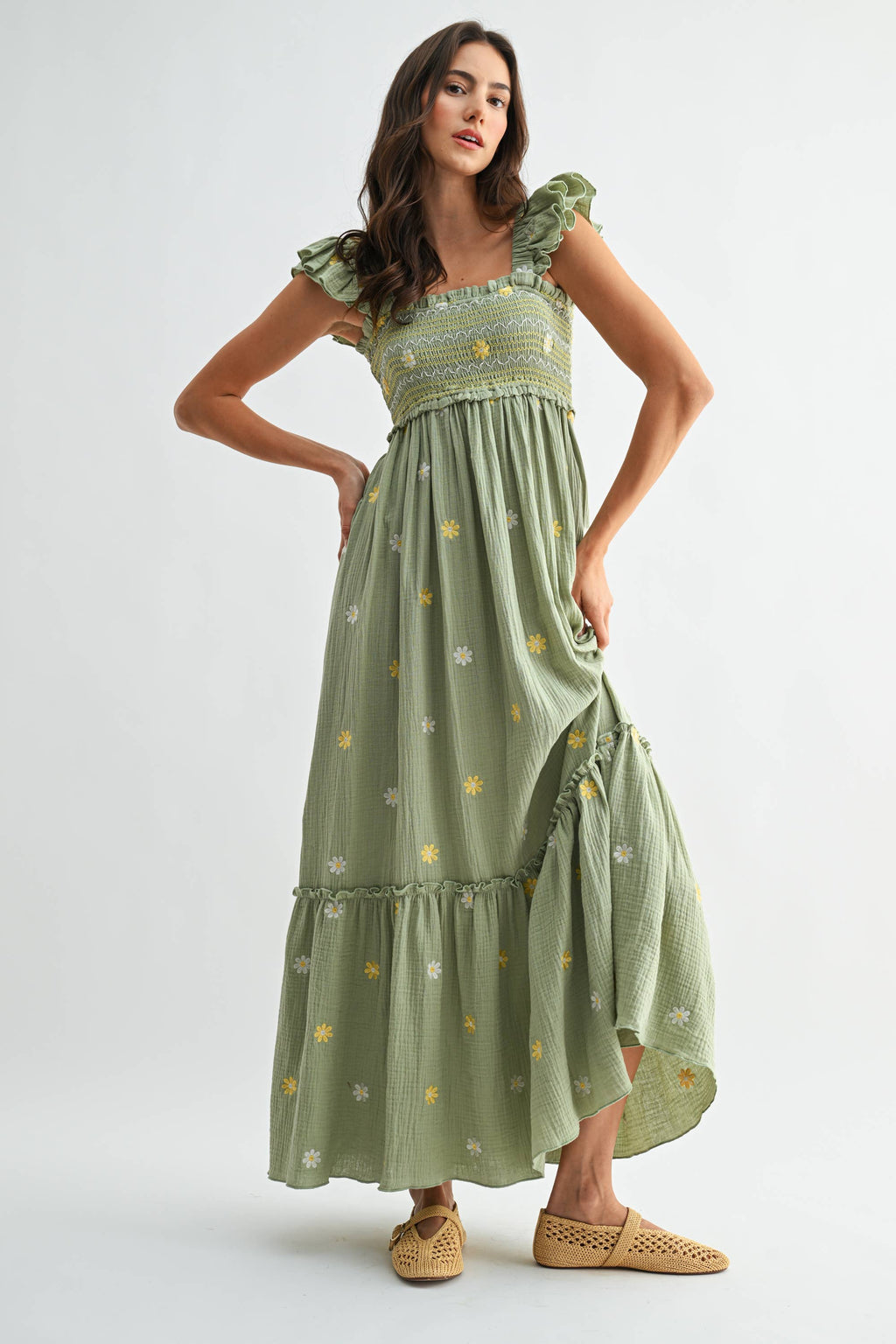 THE MARIBEL EMBROIDERED MIDI DRESS *FS