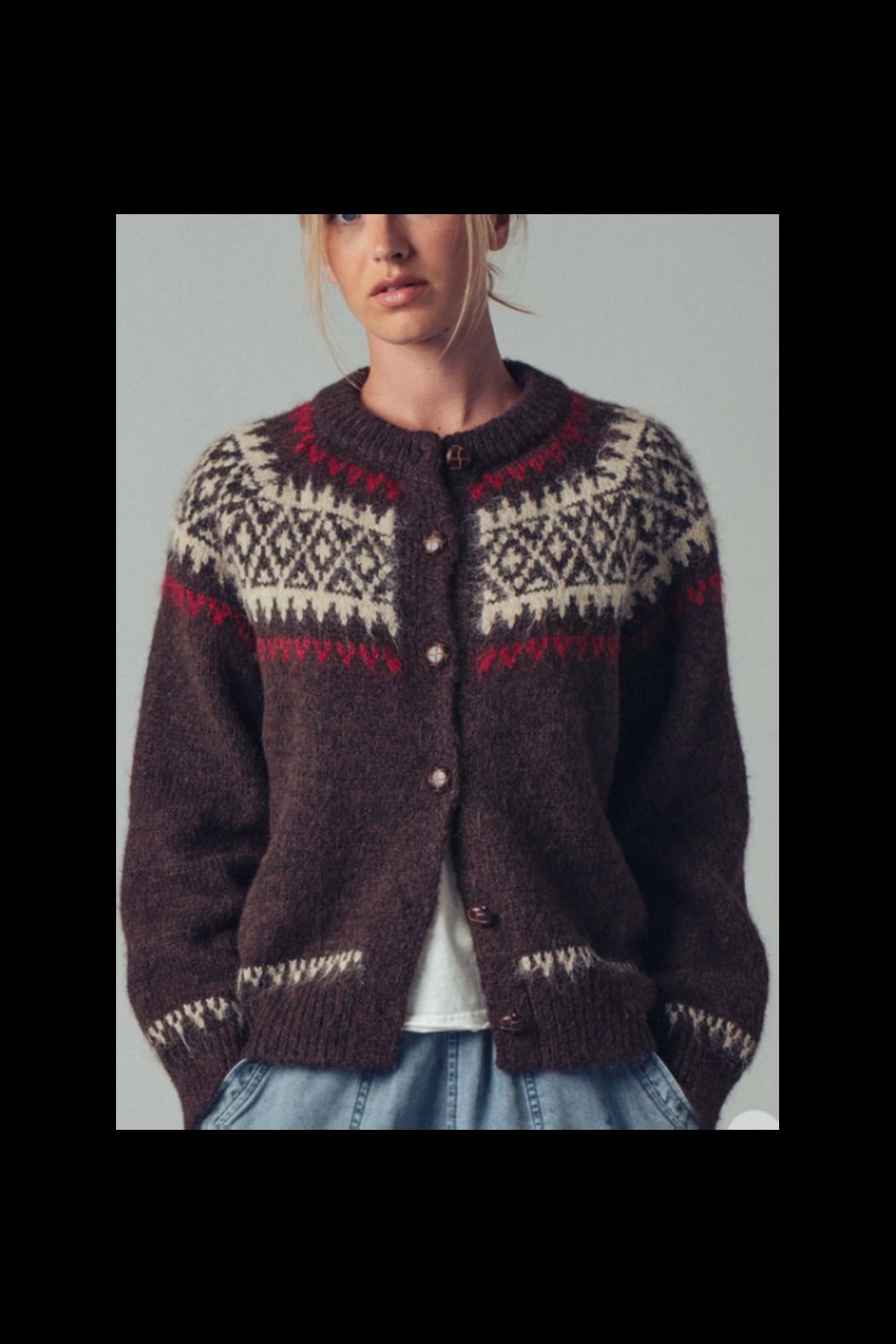 Fair Isle Nordic Toggle Knit Cardigan