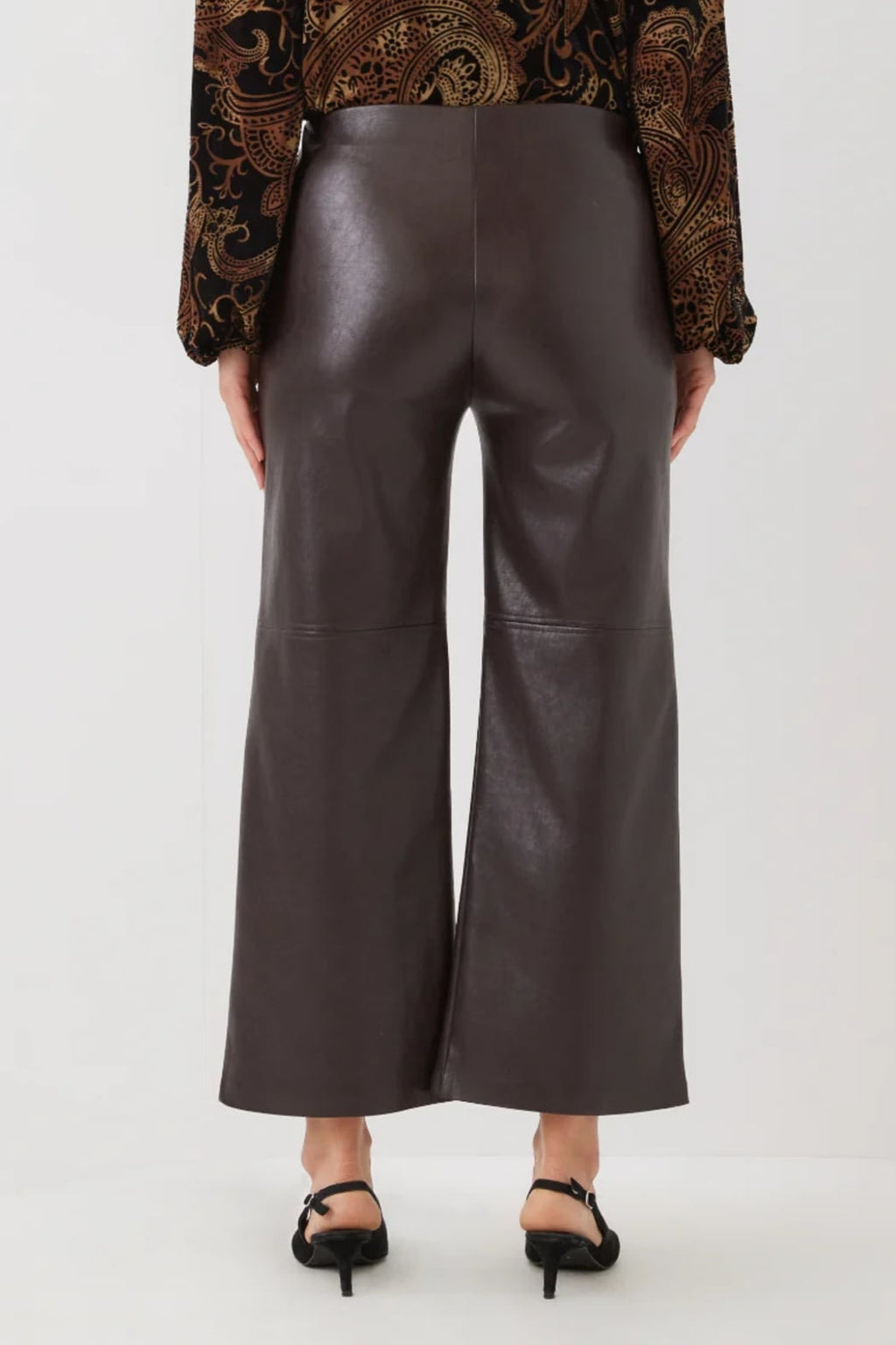 Faux Leather Pull-On Ankle Pants by Karen Kane