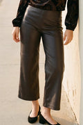 Faux Leather Pull-On Ankle Pants by Karen Kane