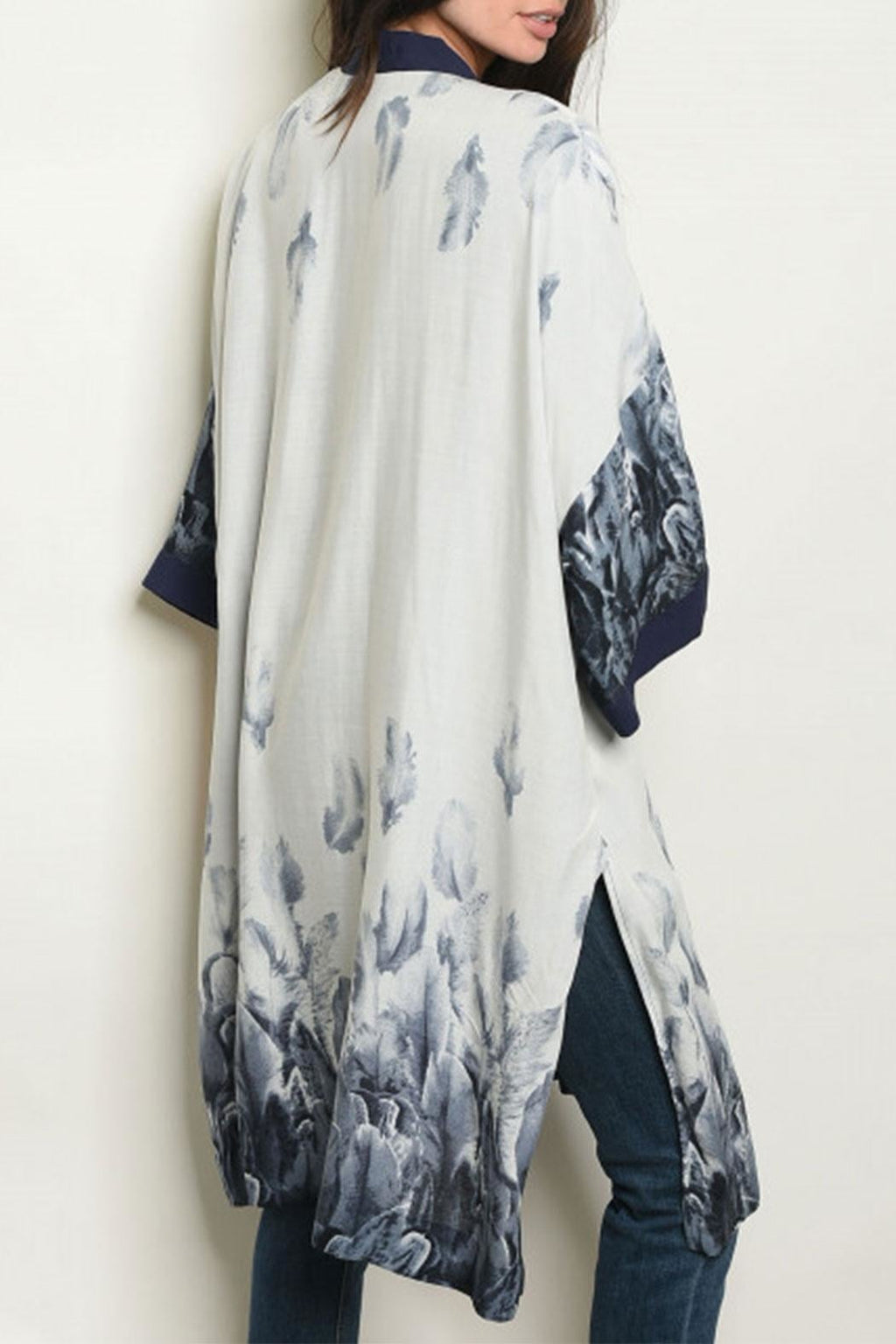 Feather Grey/navy Kimono