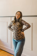 Fitted Sheer Mesh Lace Knit Top