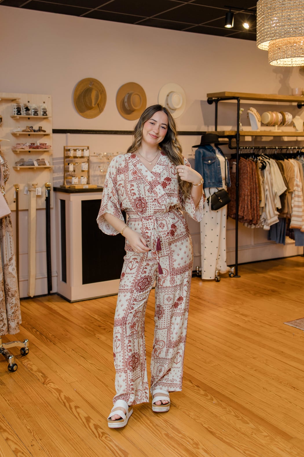 Floral Print Kimono Style Jumpsuit