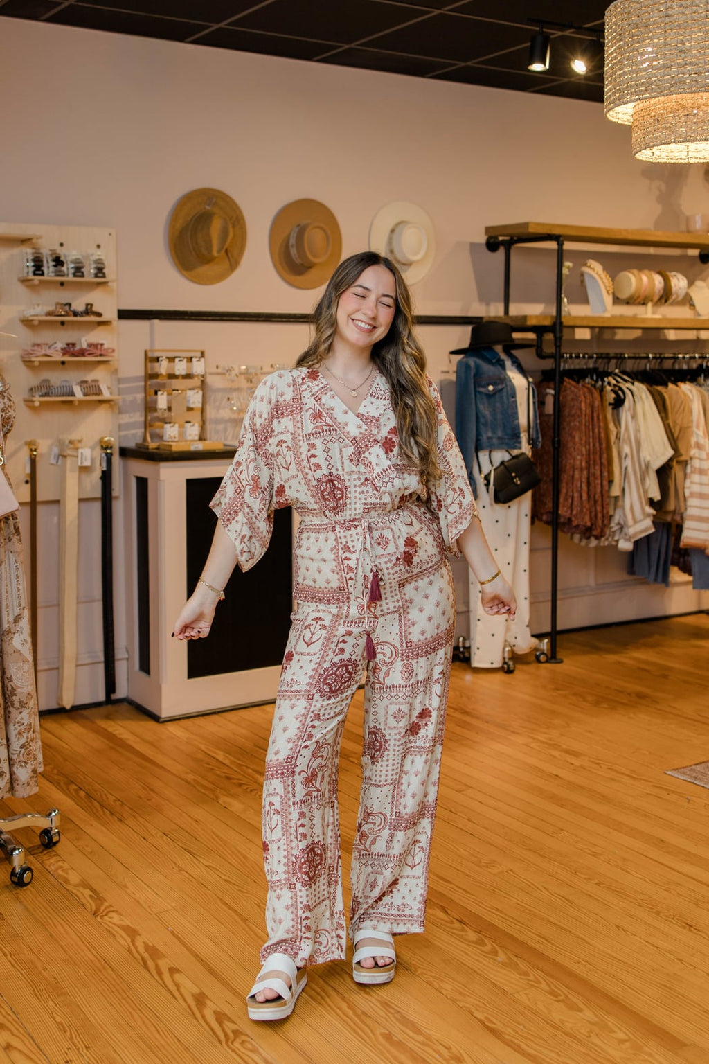 Floral Print Kimono Style Jumpsuit