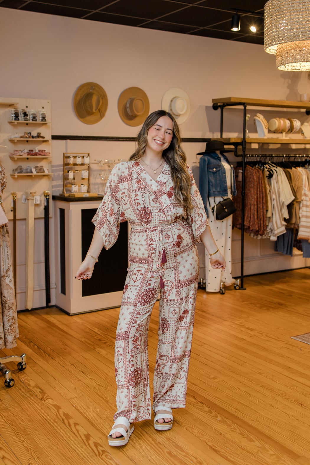 Floral Print Kimono Style Jumpsuit