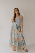 Floral Print Patchwork Maxi Tiered Skirt