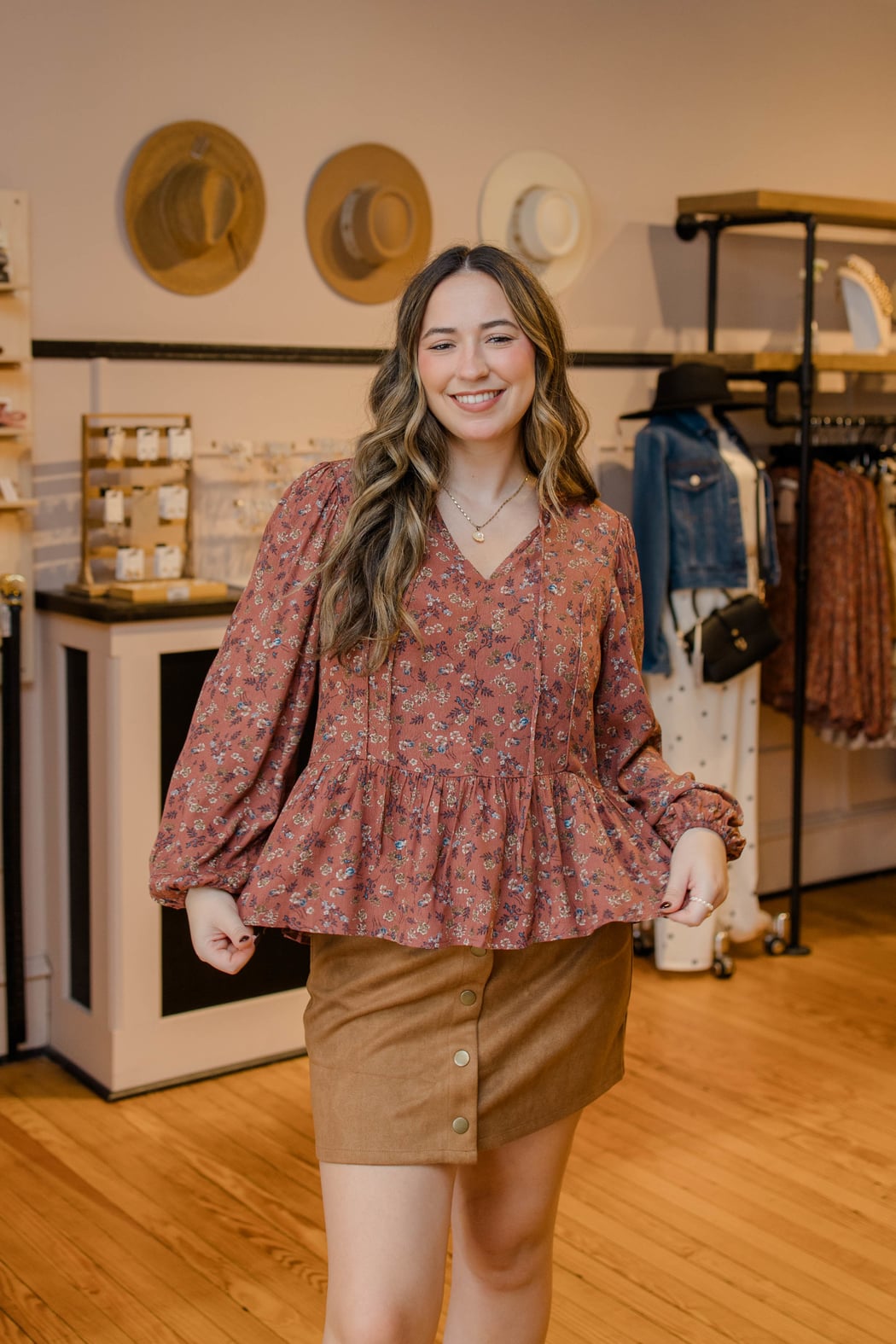 Floral Print V-Neck Chiffon Blouse