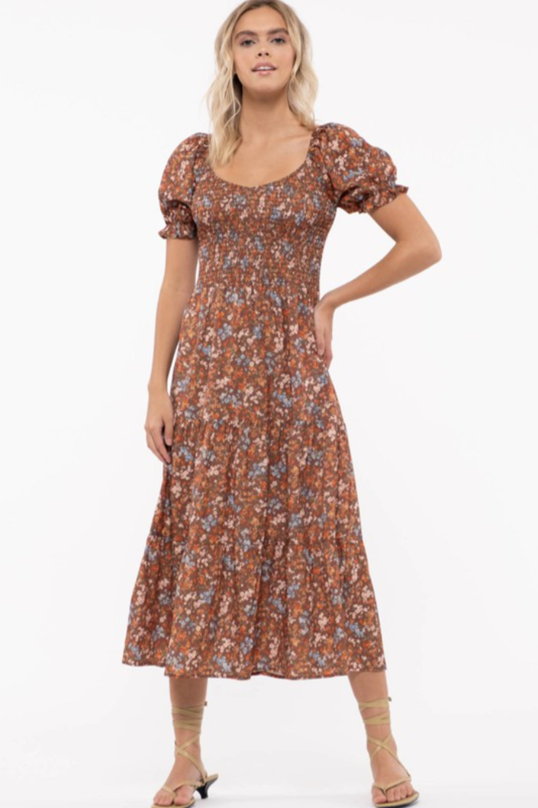 Floral Smocked Midi Dress