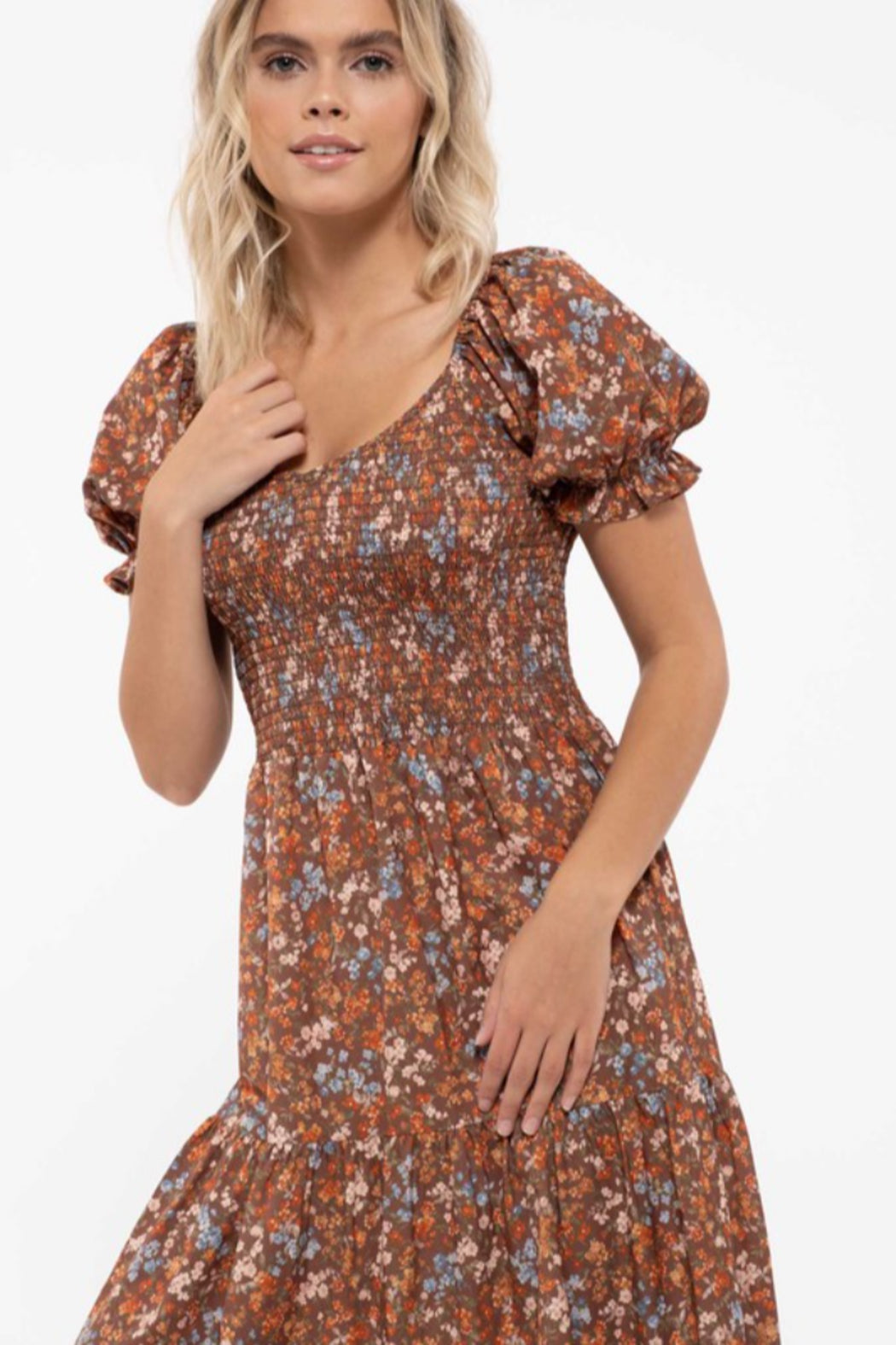 Floral Smocked Midi Dress