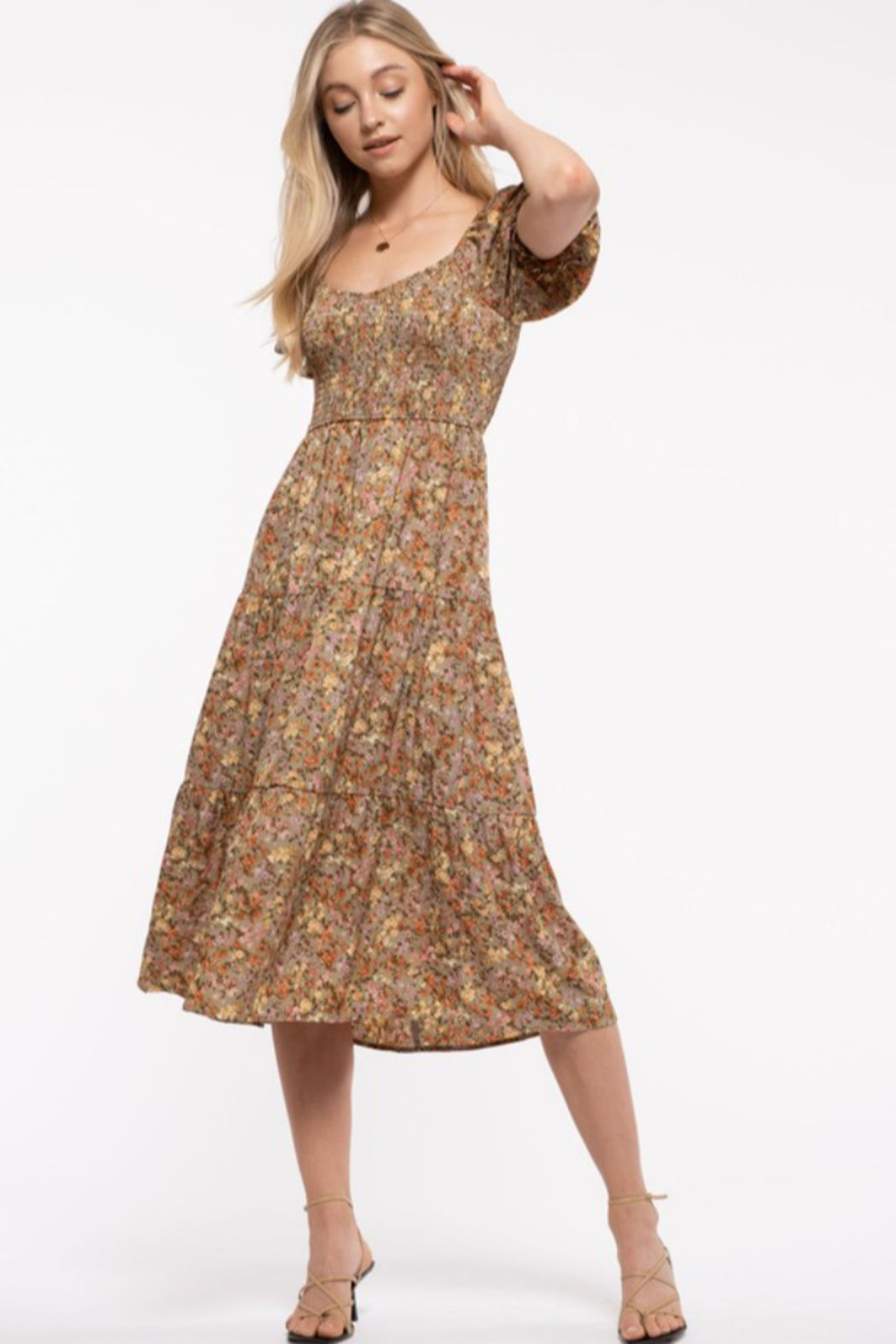 Floral Smocked Midi Dress