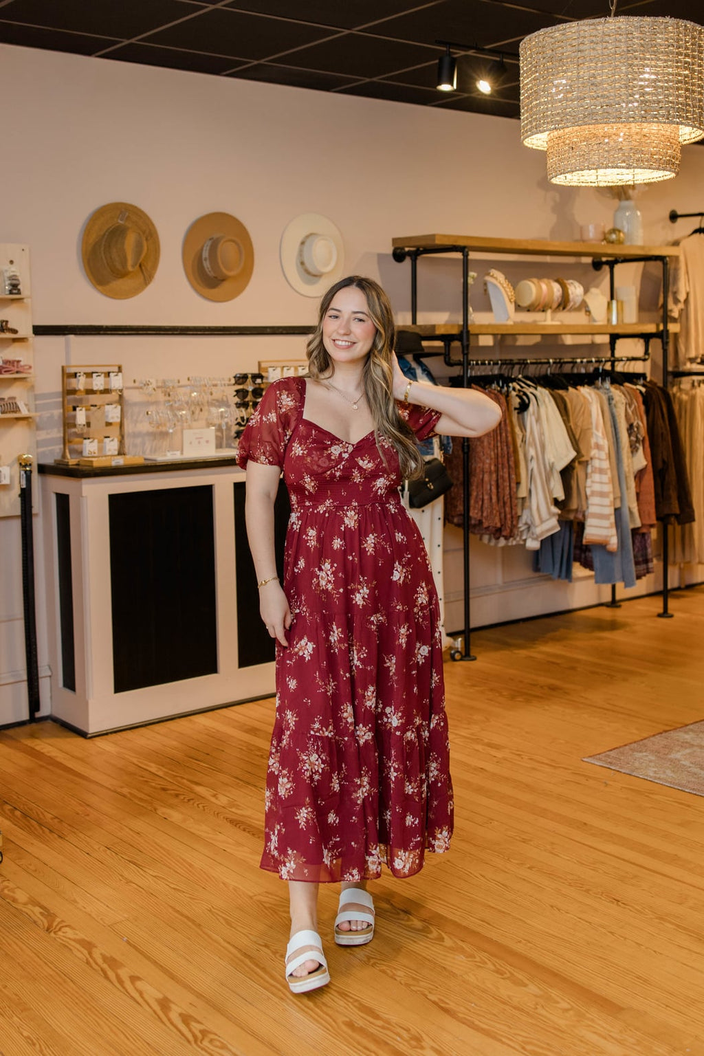 Floral Sweetheart Puff Sleeve Dress