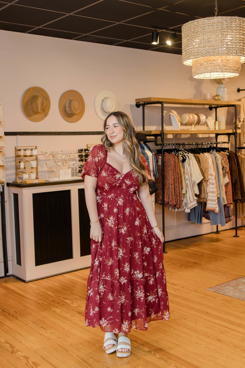 Floral Sweetheart Puff Sleeve Dress