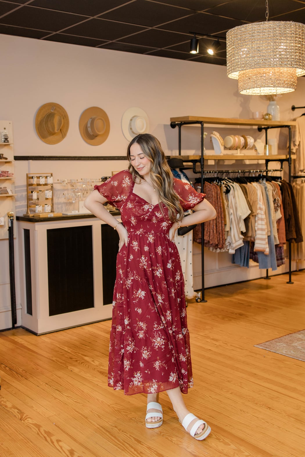 Floral Sweetheart Puff Sleeve Dress