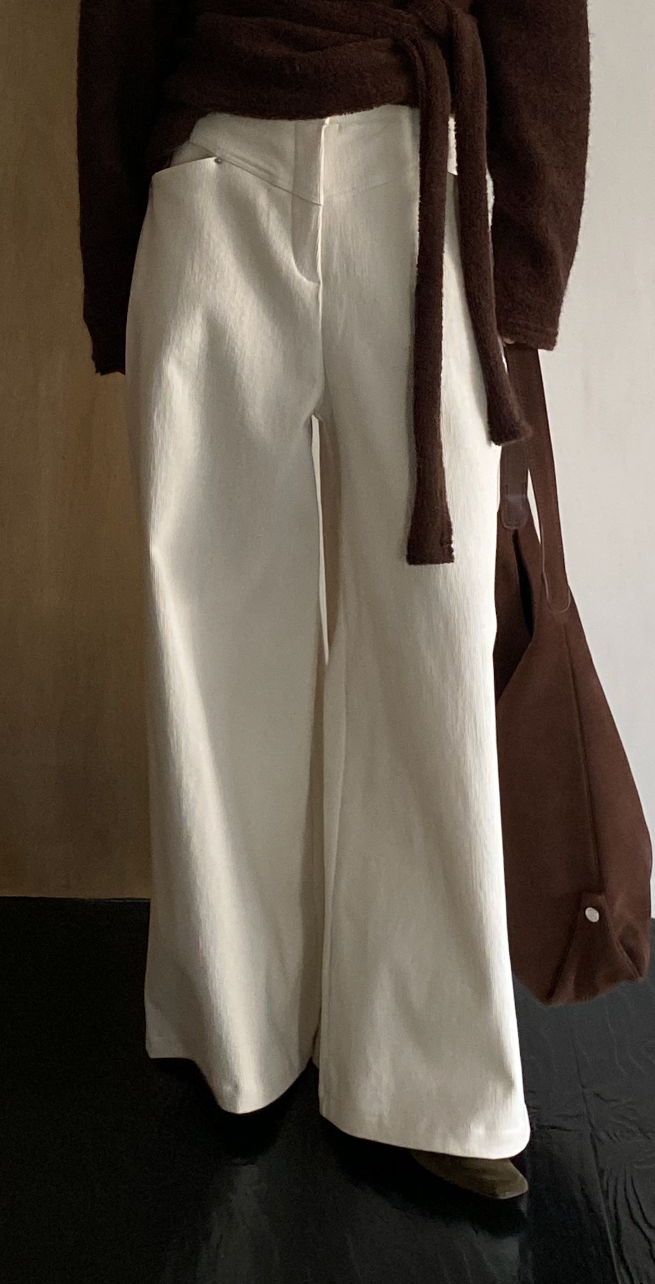 Cream Corduroy Wide leg pants