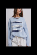 Sardine graphic Oversized Drop-Shoulder Knit Sweater