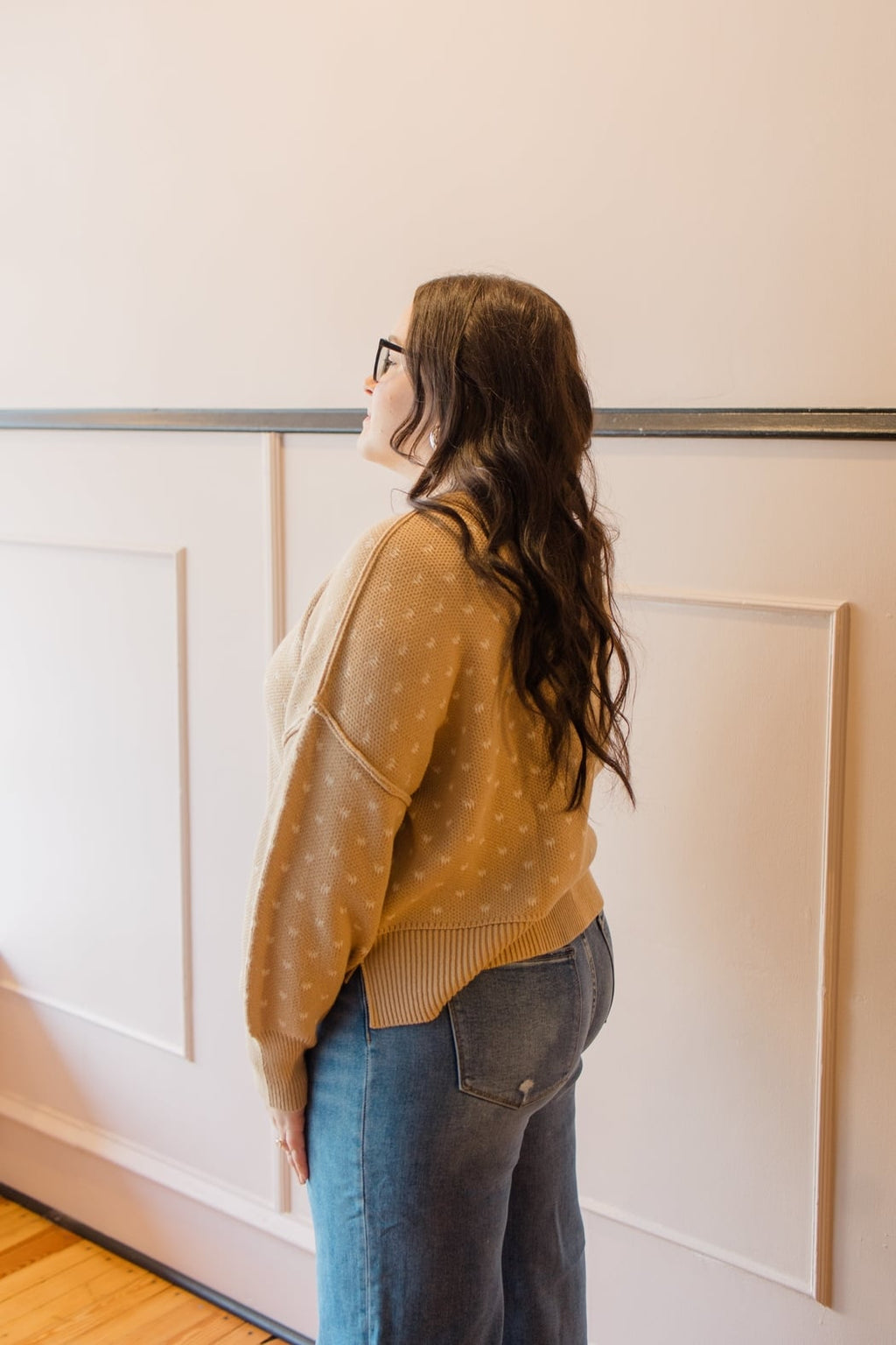 Heart Pattern Knit Pullover Sweater
