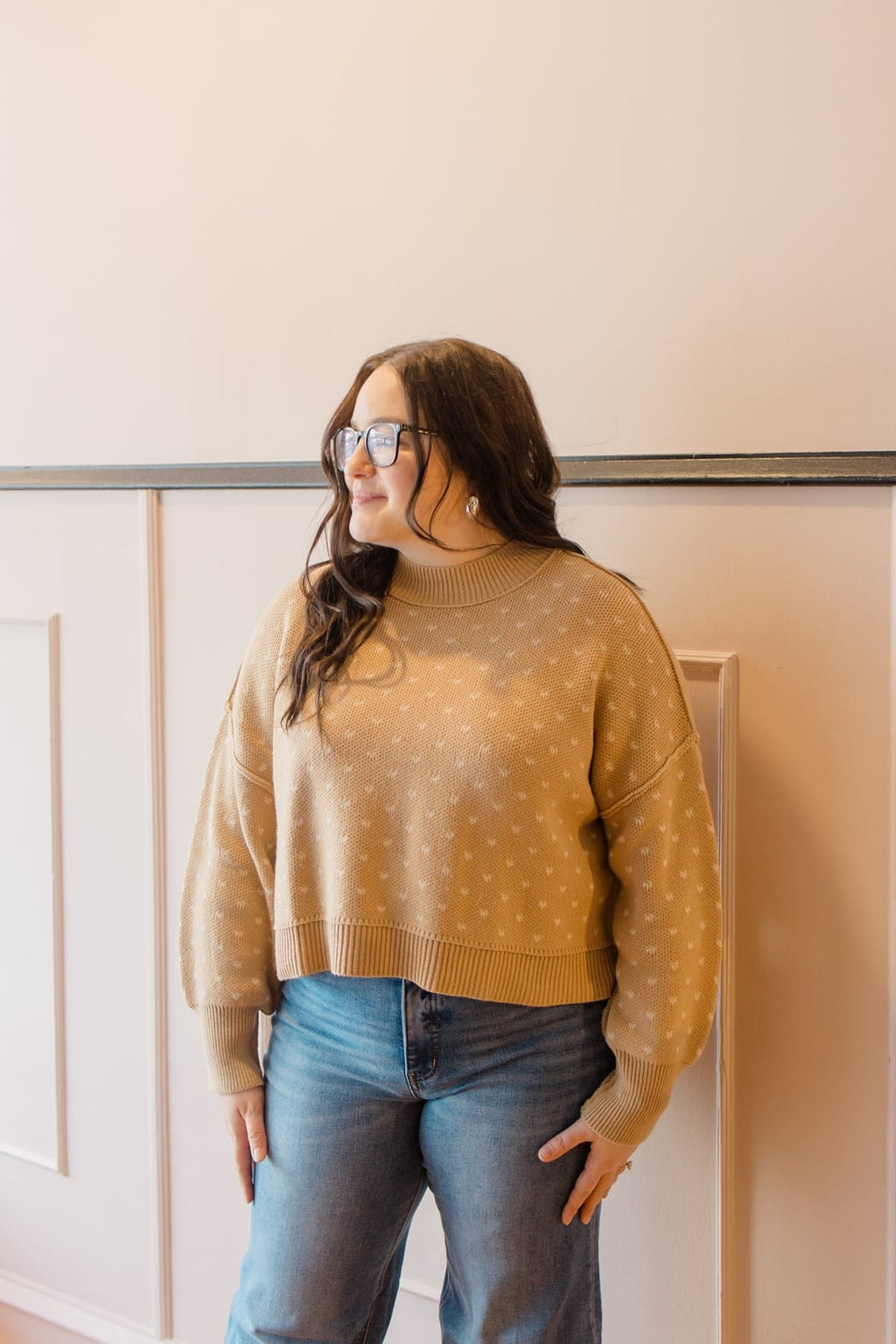 Heart Pattern Knit Pullover Sweater