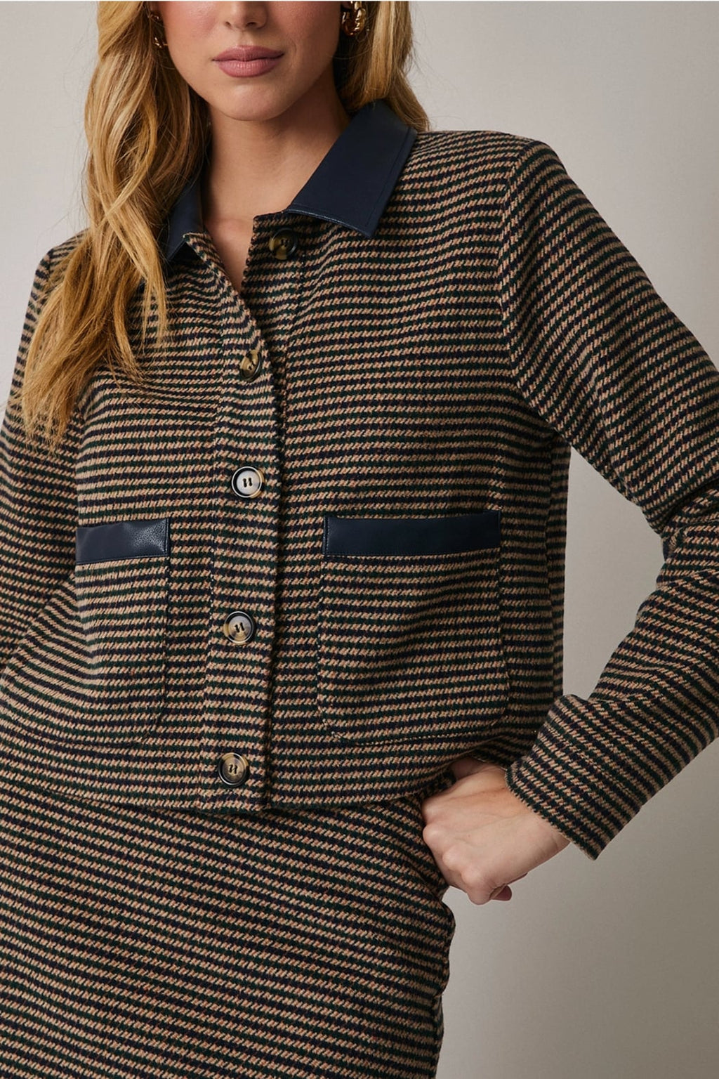 Houndstooth Short Barn Jacket