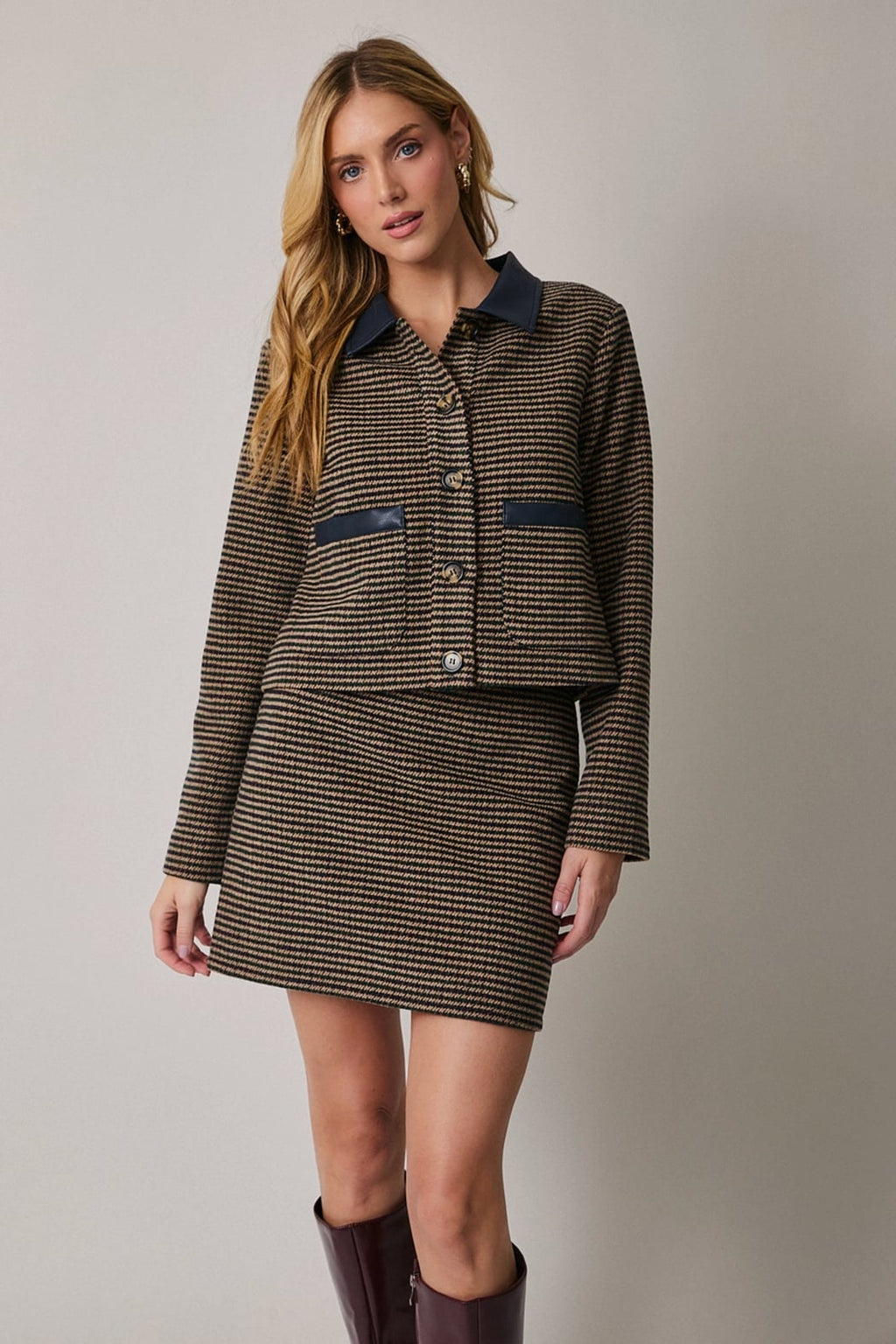 Houndstooth Short Barn Jacket