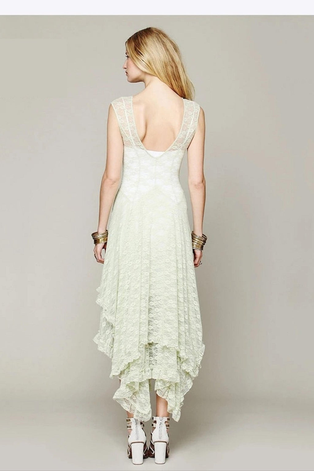 Double Layer Hem Dress Sleeveless Maxi Designer Fashion - Gray