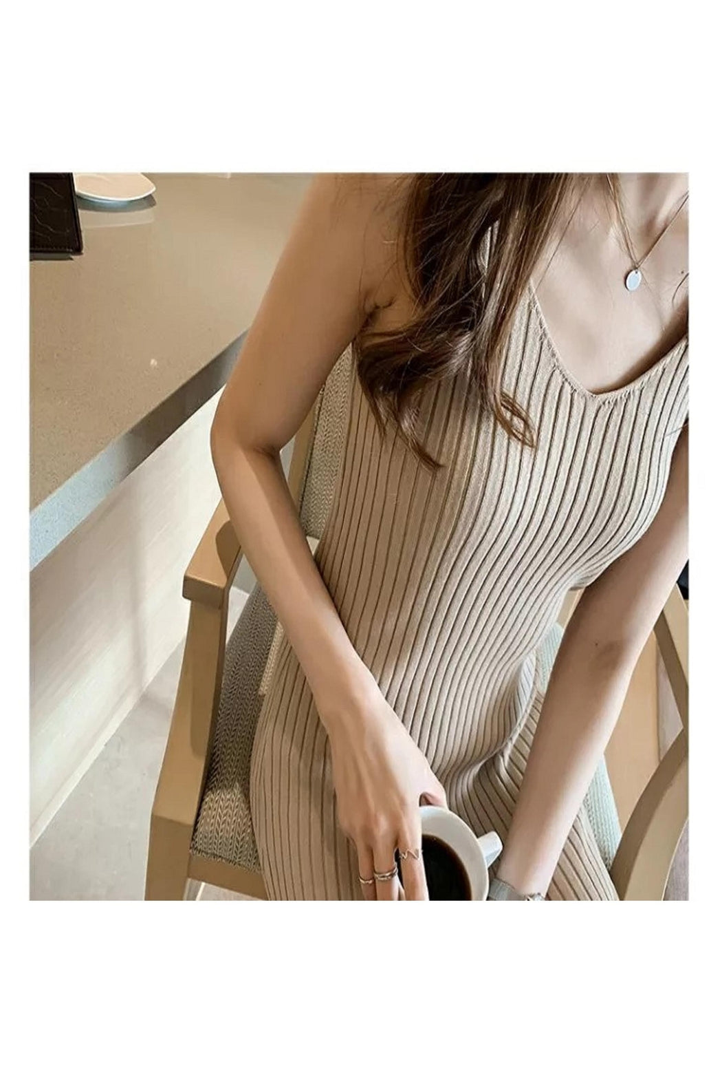 Knitted Ribbed Sleeveless Maxi Dress