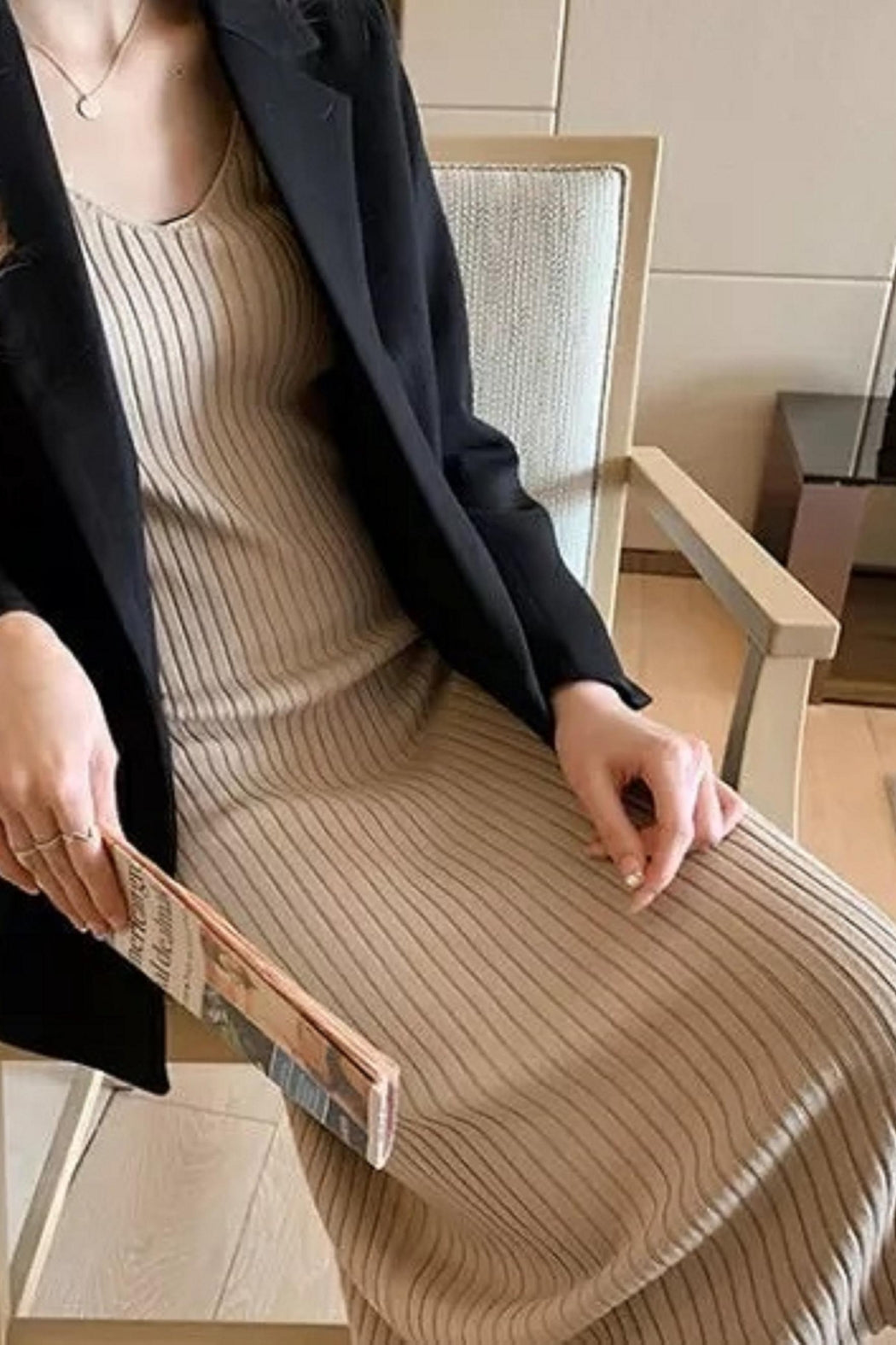 Knitted Ribbed Sleeveless Maxi Dress