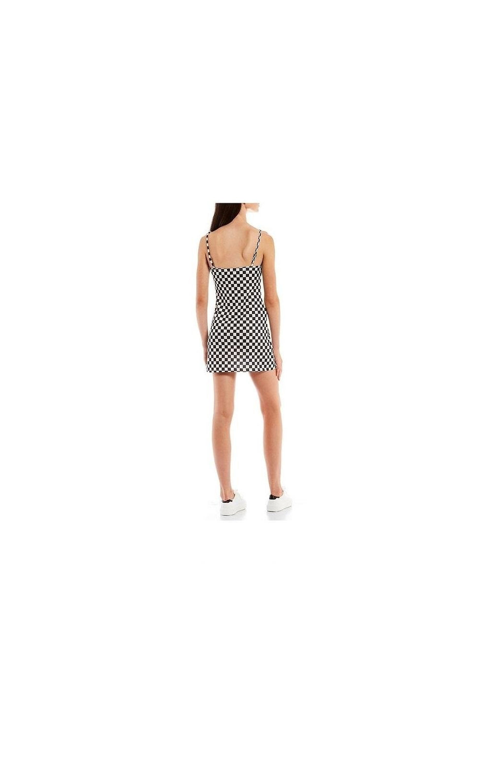Originality Spaghetti Strap Checkered Mini Dress Black & Ivory Mini Dress
