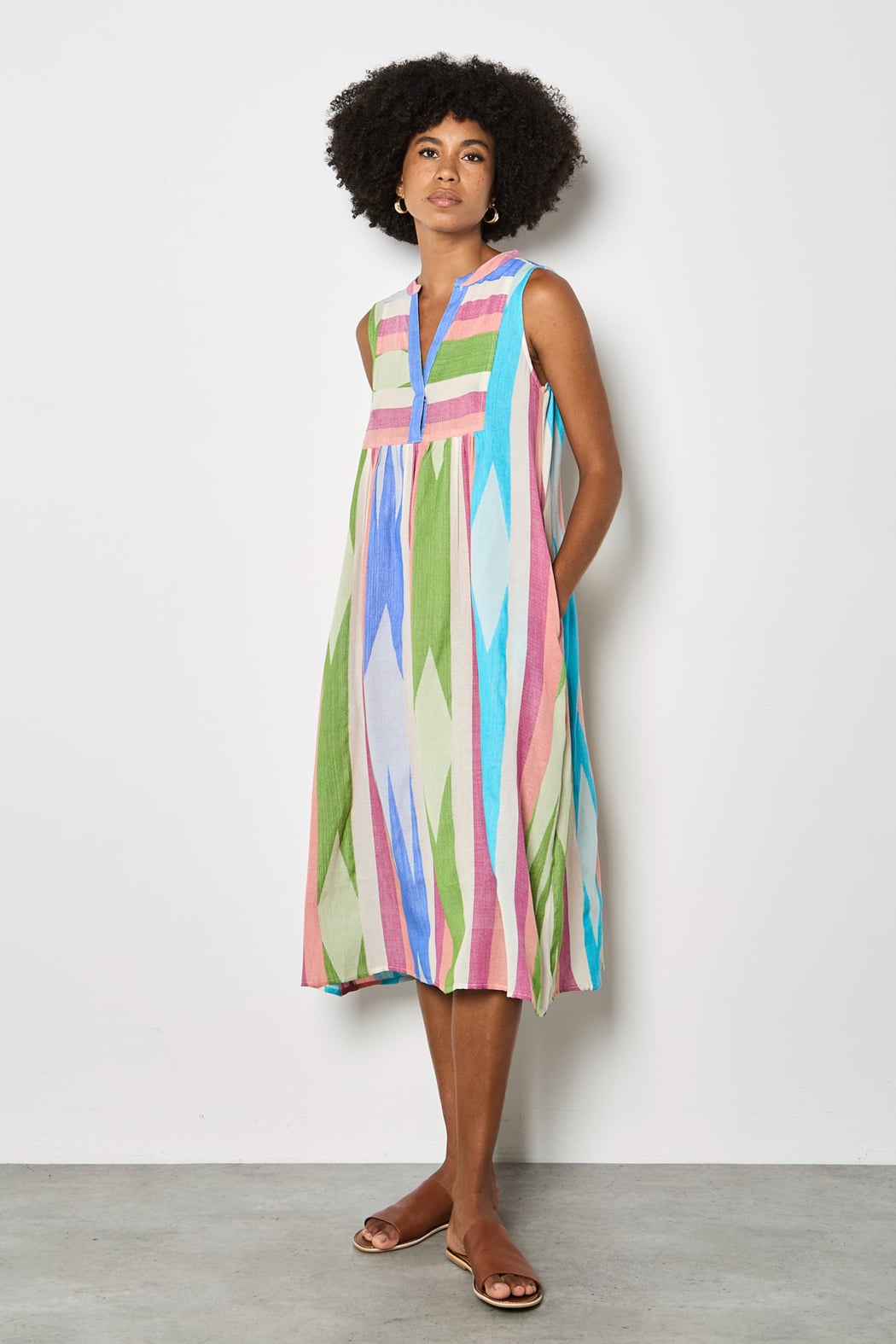 Jacquard Cotton Multi-Stripe Dress