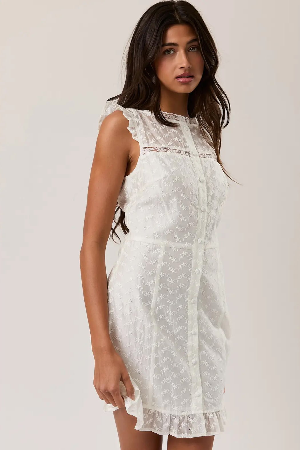 Brynn Lace Trim Mini Dress